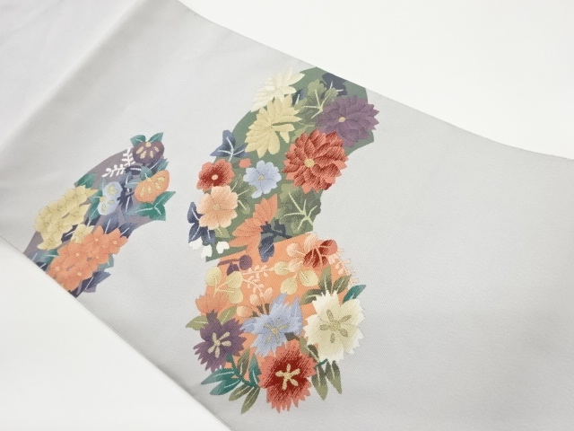 JAPANESE NAGOYA OBI / TSUZURE / WOVEN FLORAL PLANTS